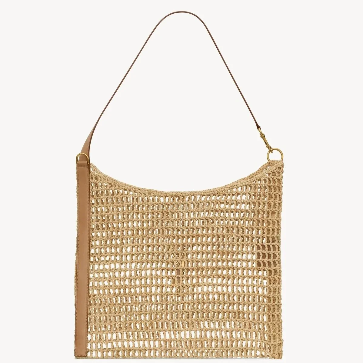 Saint Laurent Oxalis Shoulder Bag / Vintage Brown Raffia Macrame Gold Hardware Saint Laurent Oxalis Shoulder Bag / Vintage Brown Raffia Macrame Gold Hardware