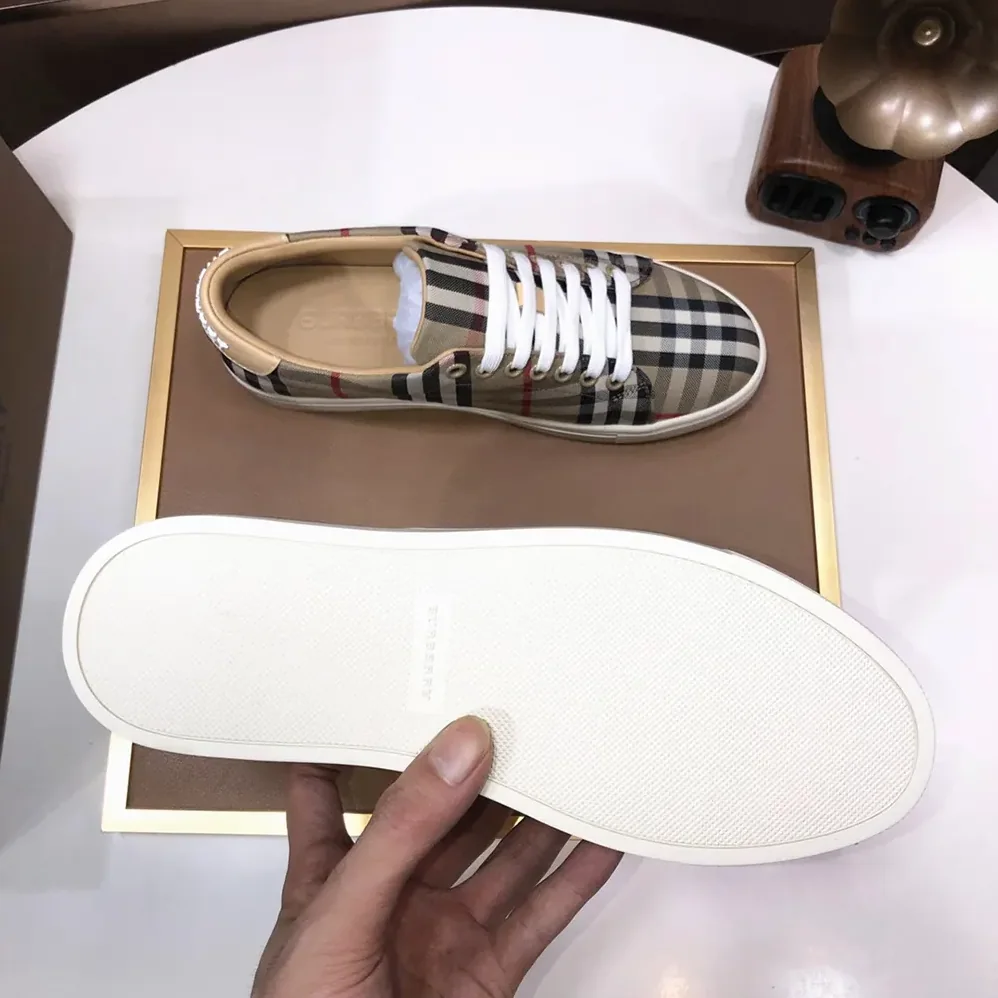 Burberry Check and Leather Sneakers-80497771 for Unisex