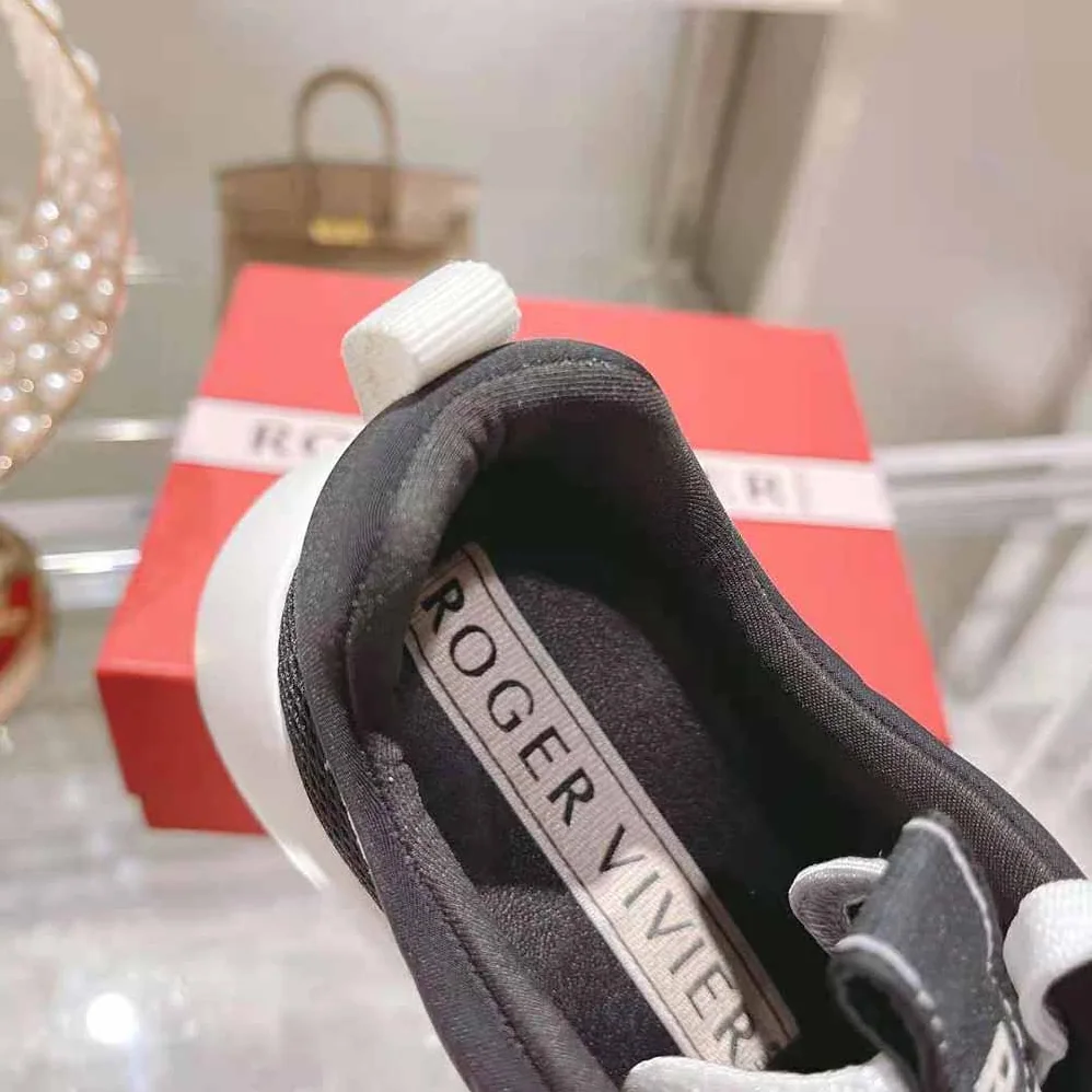 Roger Vivier Viv Go Lace Up Sneakers in Technical Fabrics for Women in Black