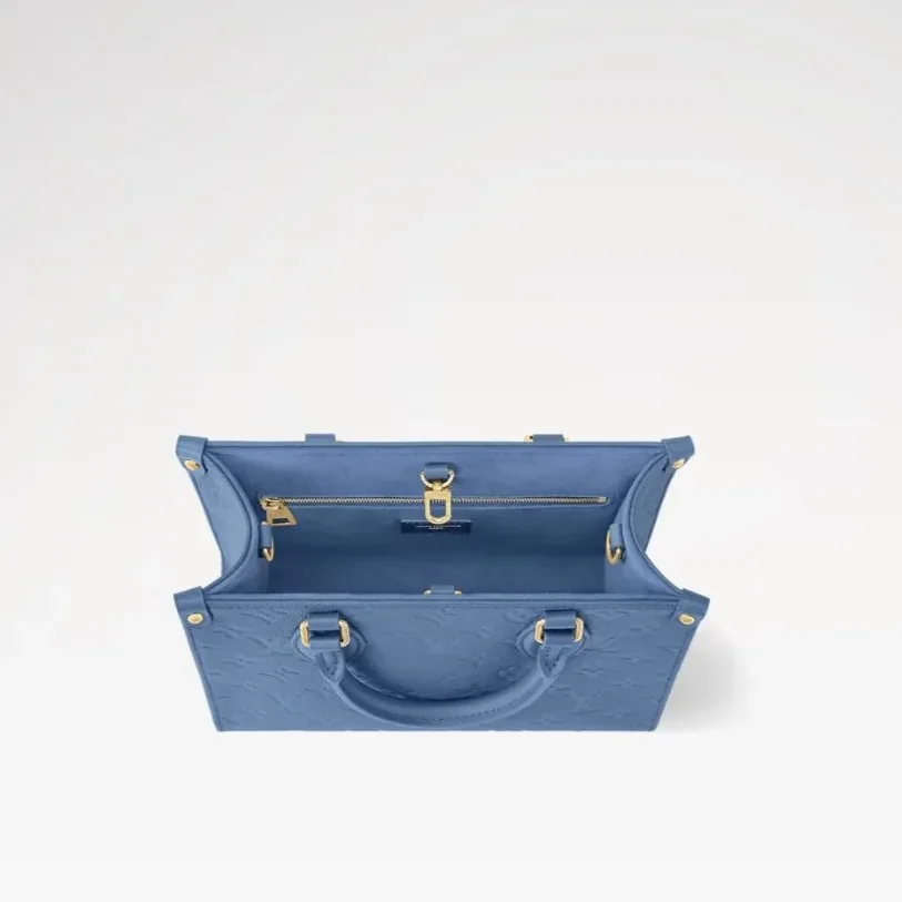 Louis Vuitton OnTheGo PM Tote Bag in Blue Jean Gold Hardware