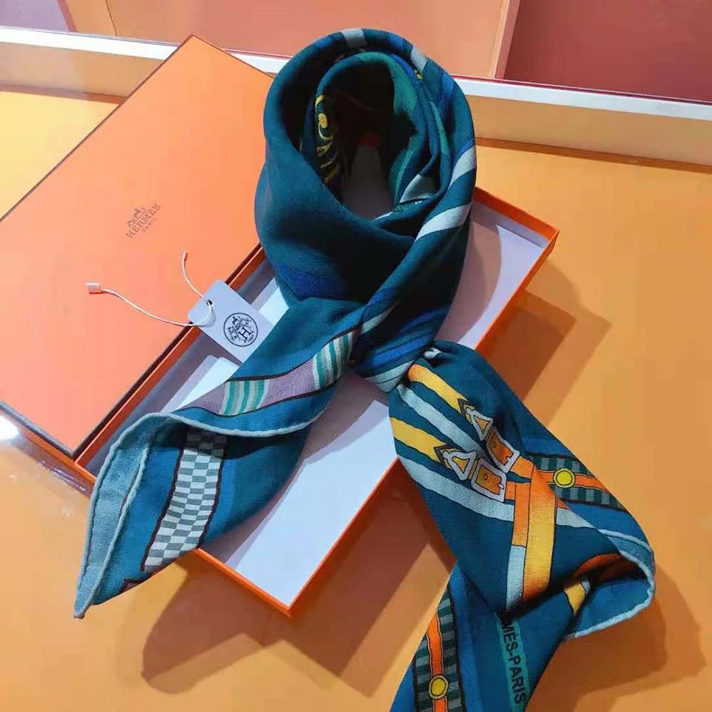 Hermes Lettres Equestre Scarf 90 for Women in Navy