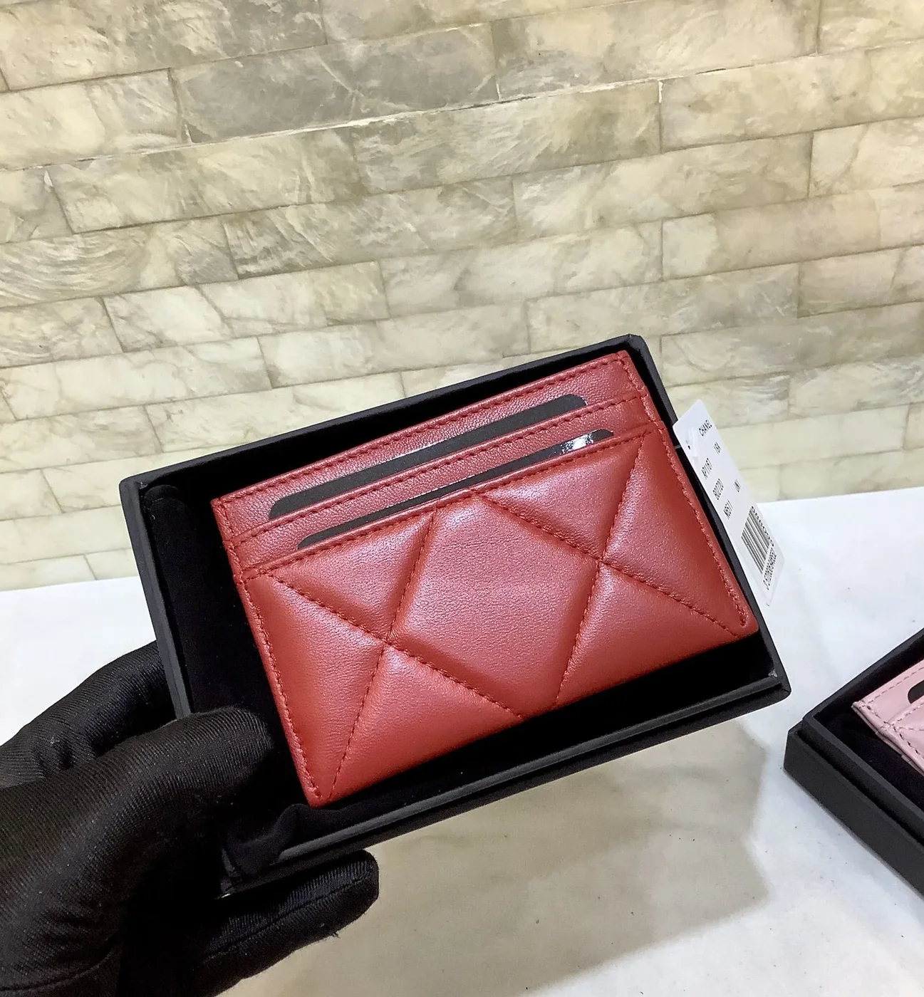 Chanel CO-CO 19 Card Holder Wallet in Gold Toned Hardware Red