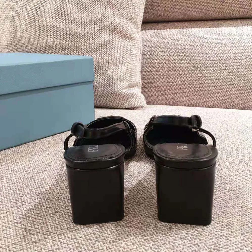 Prada Naplak Leather Slingbacks in 55 mm Heel for Women in Black