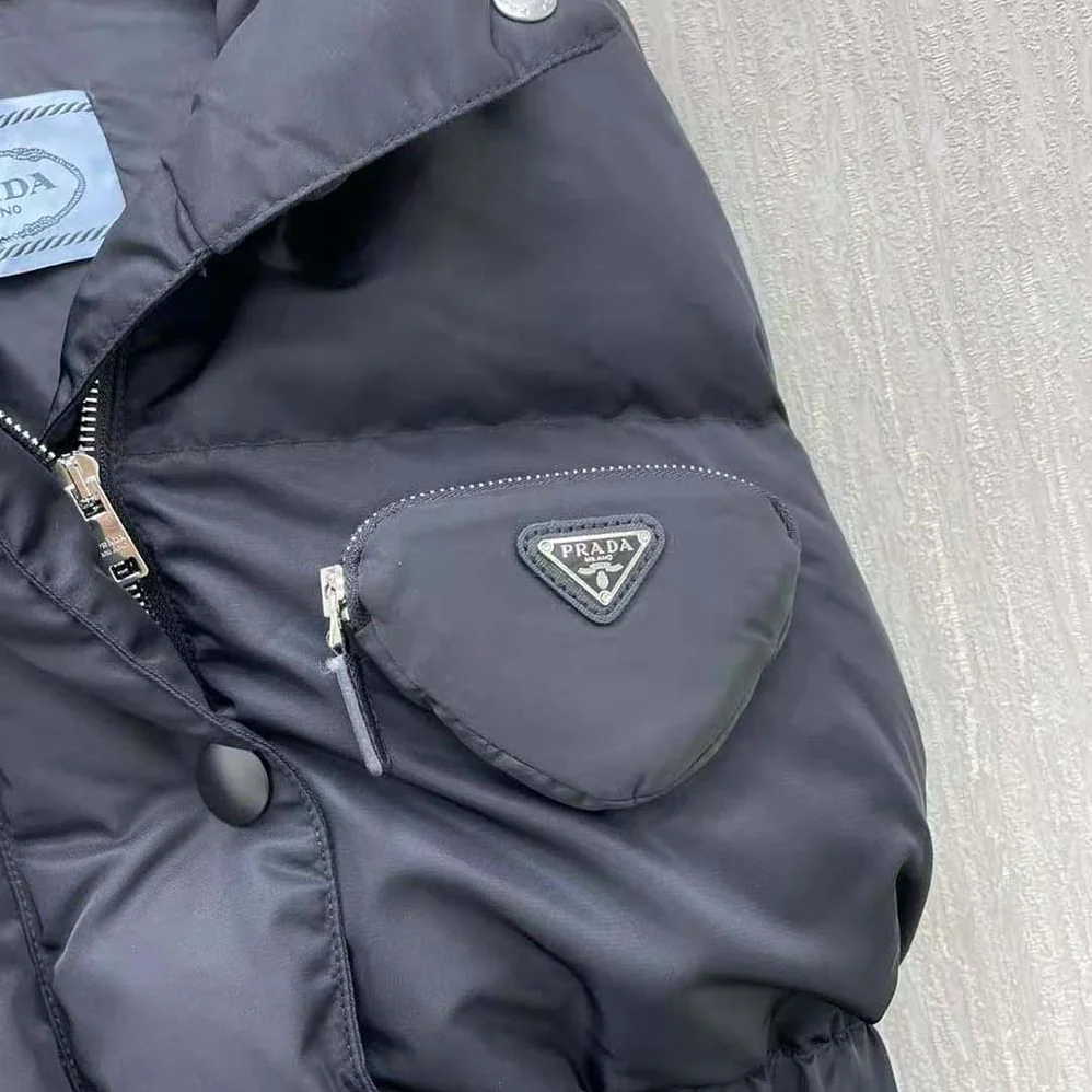 Prada Re-Nylon Down Jacket for Women in Black Prada Re-Nylon Down Jacket for Women in Black