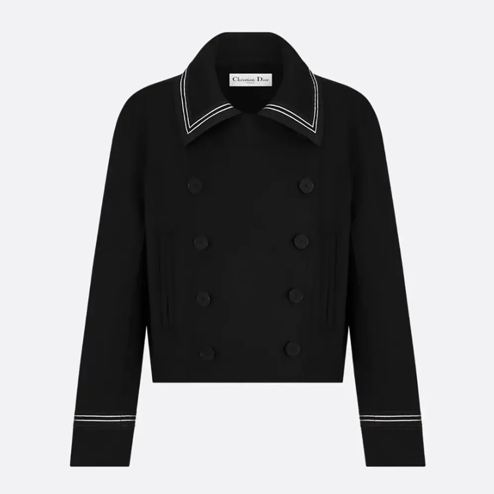 Dior Peacoat Black Double-Sided Virgin Wool-Angora for Women in Blend Felt Dior Peacoat Black Double-Sided Virgin Wool-Angora for Women in Blend Felt