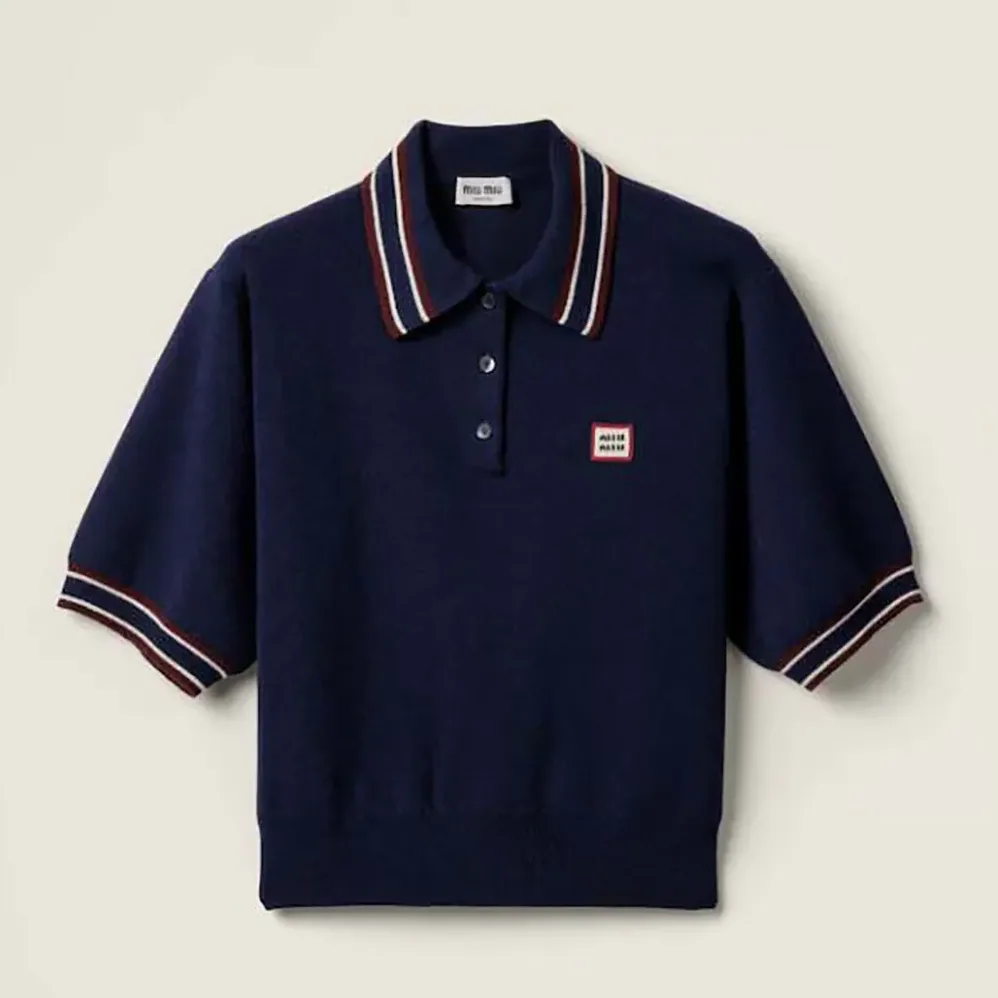 Miu Miu Wool and Cashmere Polo Sweater for Women Miu Miu Wool and Cashmere Polo Sweater for Women