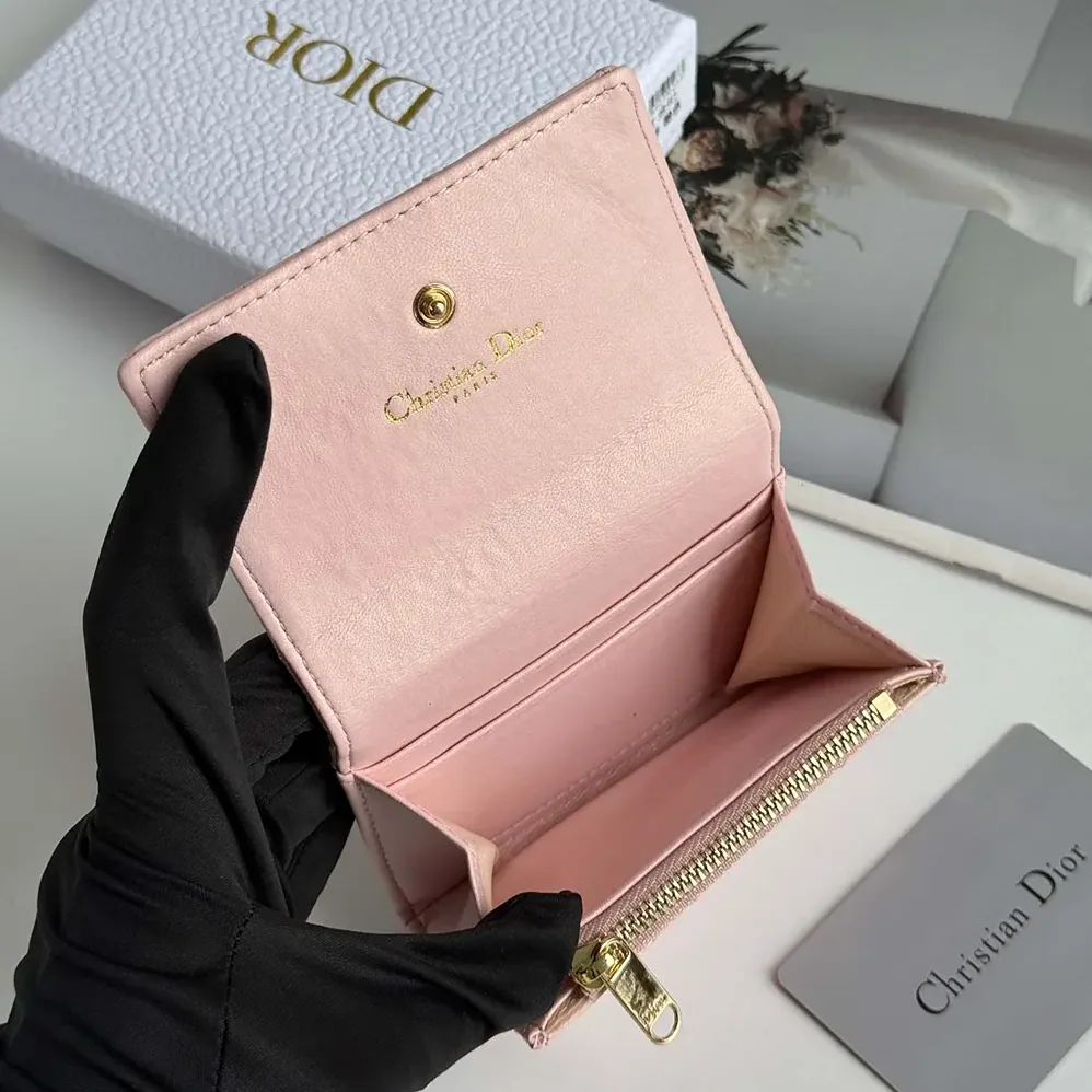 Dior Lady Dior Glycine Wallet Rose Tendre Cannage Lambskin for Women Dior Lady Dior Glycine Wallet Rose Tendre Cannage Lambskin for Women