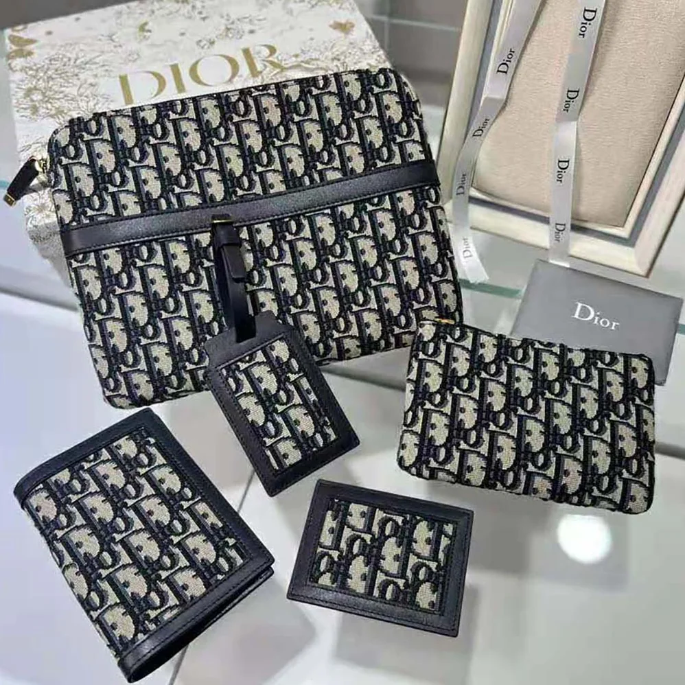 Dior Diortravel Travel Kit Blue Dior Oblique Jacquard for Unisex