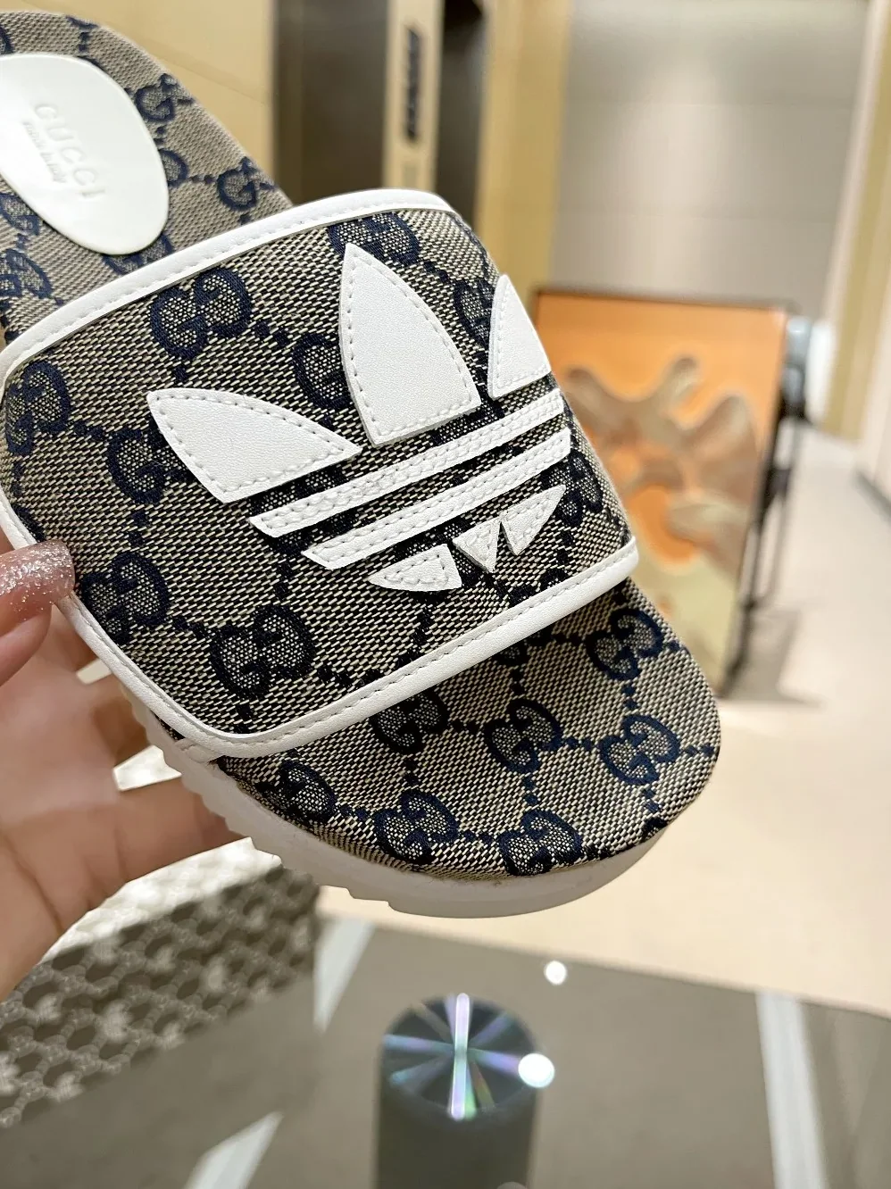 Gucci x Adidas GG Platform Sandal Grey for Women Gucci x Adidas GG Platform Sandal Grey for Women