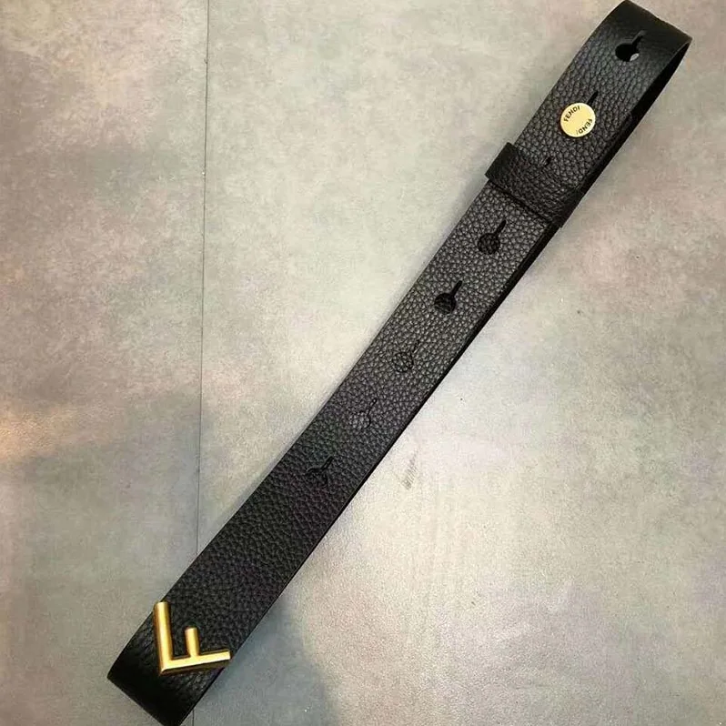 Fendi Long Tie Belt with F-Shaped Tip for Women in Black