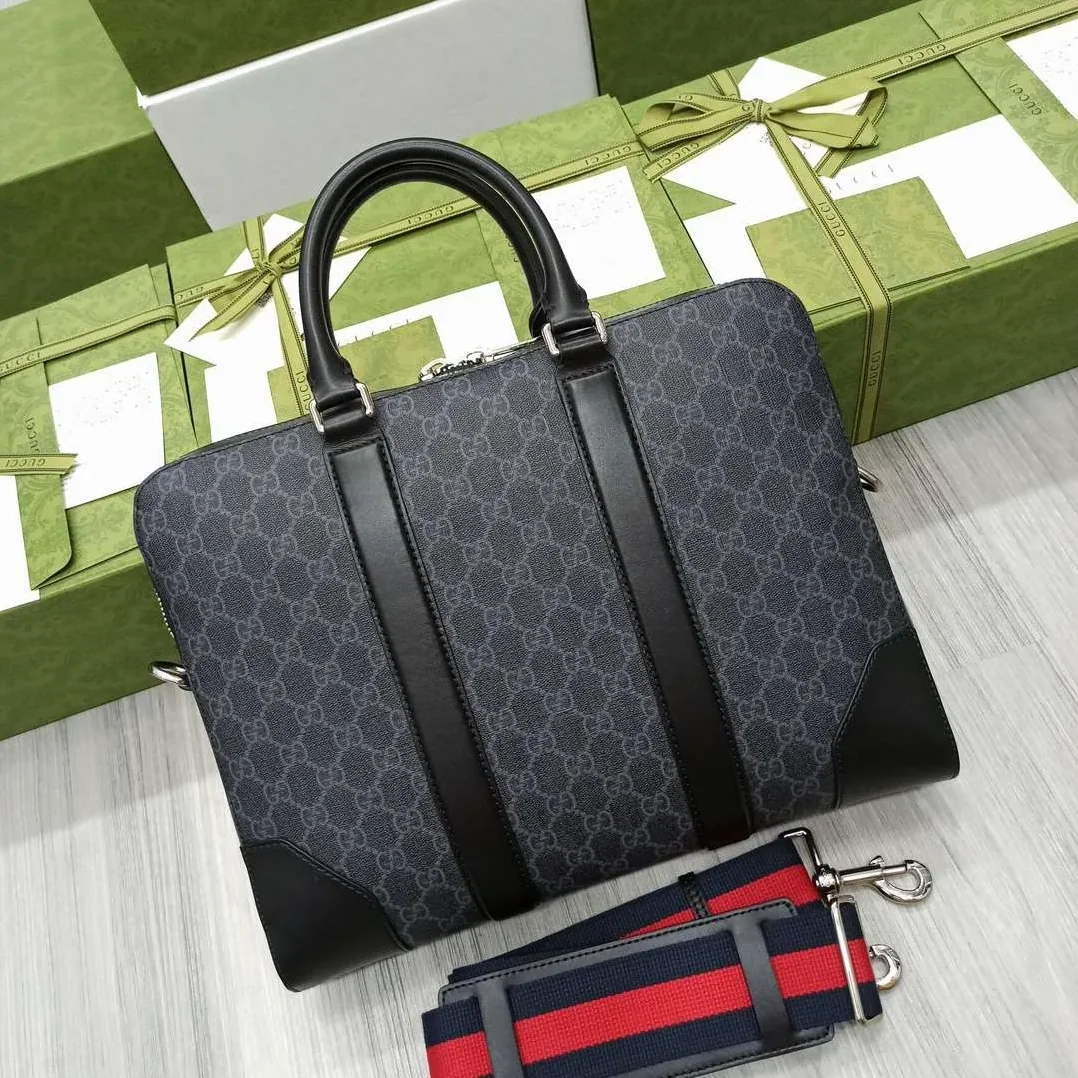 Gucci Black Briefcase GG Grey /