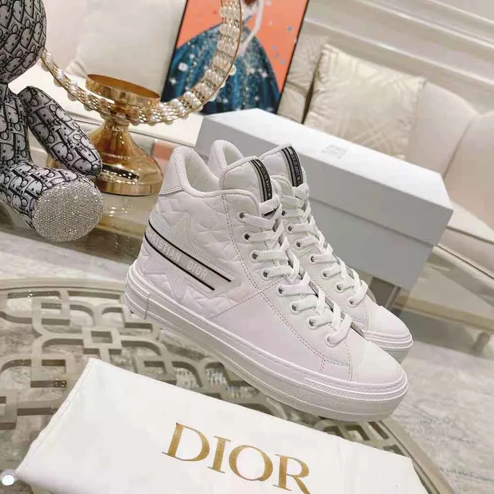 Dior Walk N Dior Star Sneaker White Dior Etoile Embossed Lambskin and Calfskin for Women