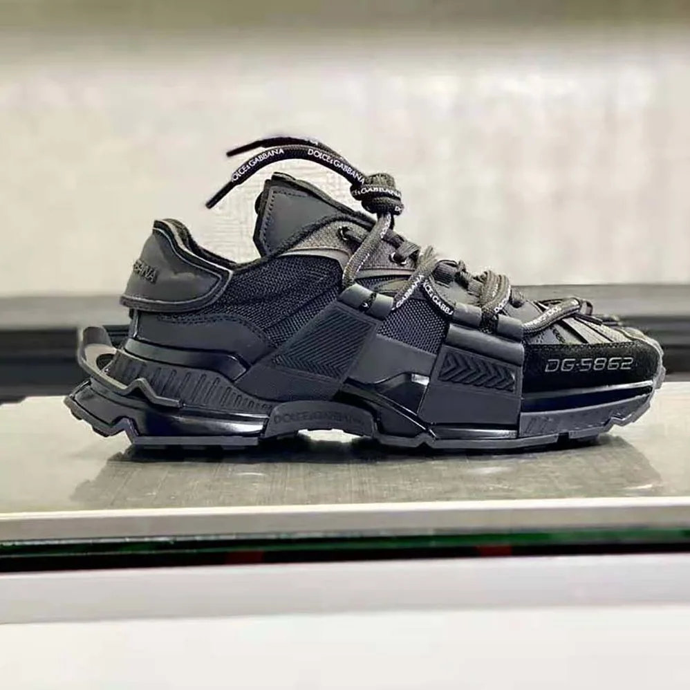 Dolce Gabbana D&G Mixed-Materials Space Sneakers for Unisex in Black