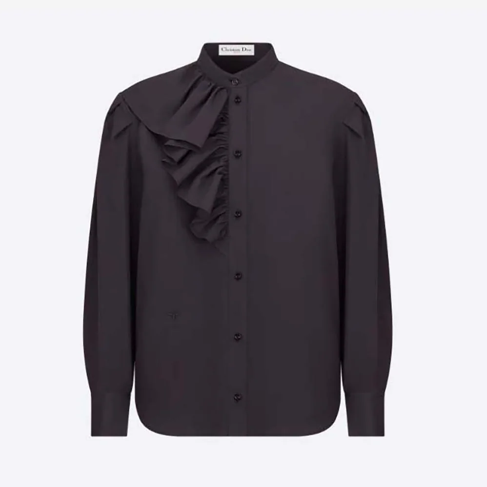 Dior Blouse with Ruffles Black Cotton Poplin for Women Dior Blouse with Ruffles Black Cotton Poplin for Women