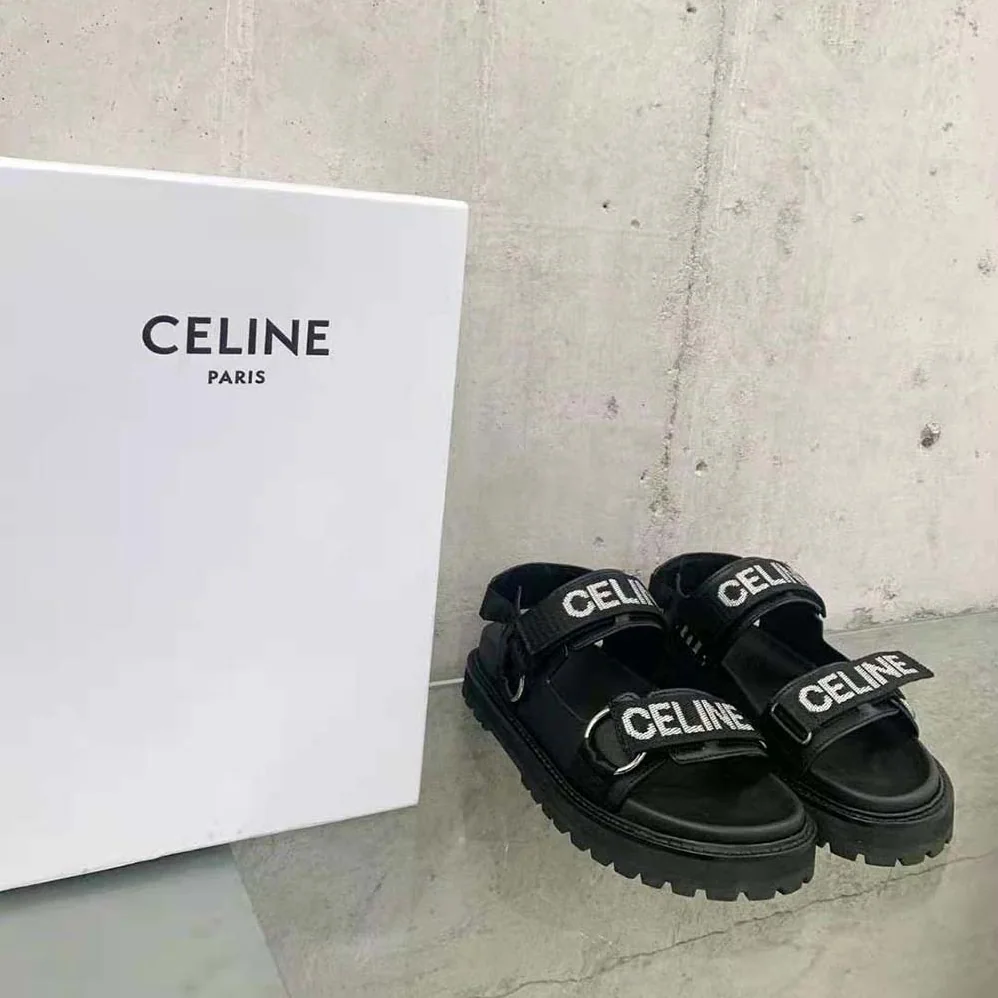 Celine Bulky Outdoor Sandal in Calfskin for Women in Black