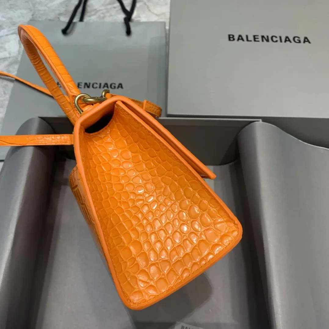Balenciaga Hourglass Small Handbag In Orange