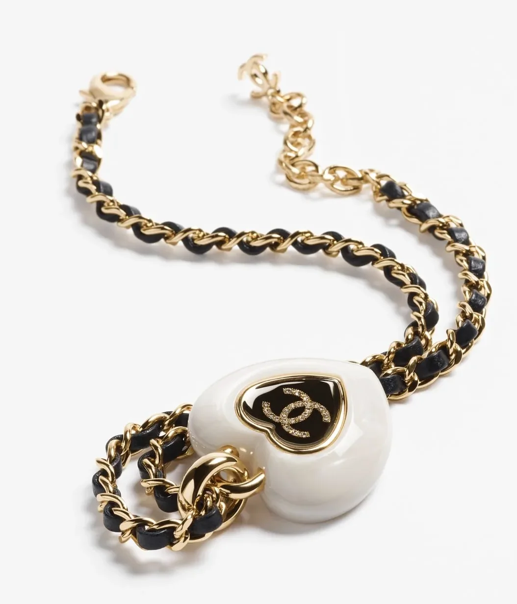 Chanel Long Necklace Gold Crystal