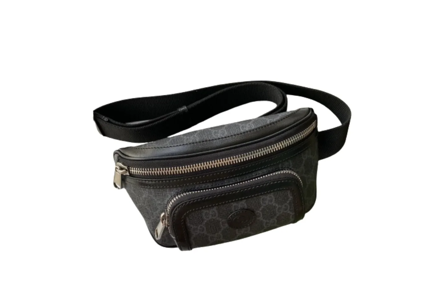 Gucci Belt Bag With Interlocking G Black GG Supreme Canvas / Gucci Belt Bag With Interlocking G Black GG Supreme Canvas /