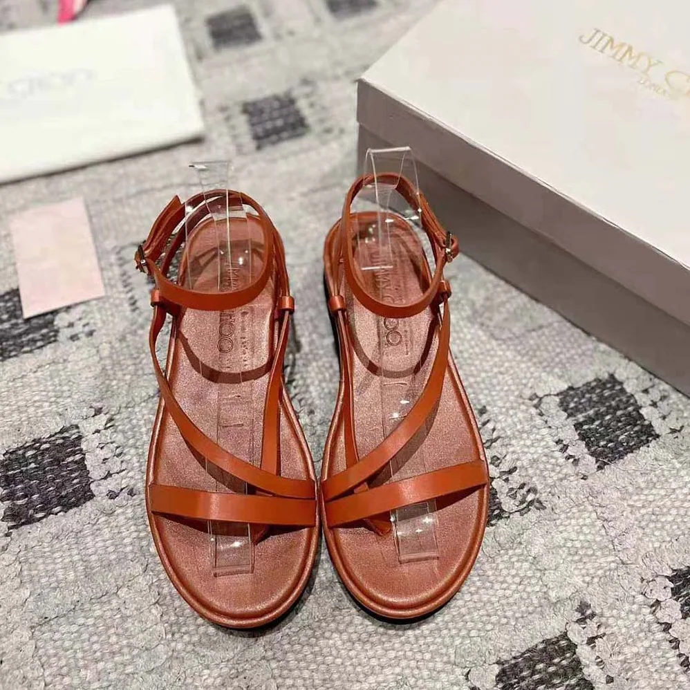 Jimmy Choo Pine Flat Cuoio Vachetta Leather Platform Sandals for Women Jimmy Choo Pine Flat Cuoio Vachetta Leather Platform Sandals for Women
