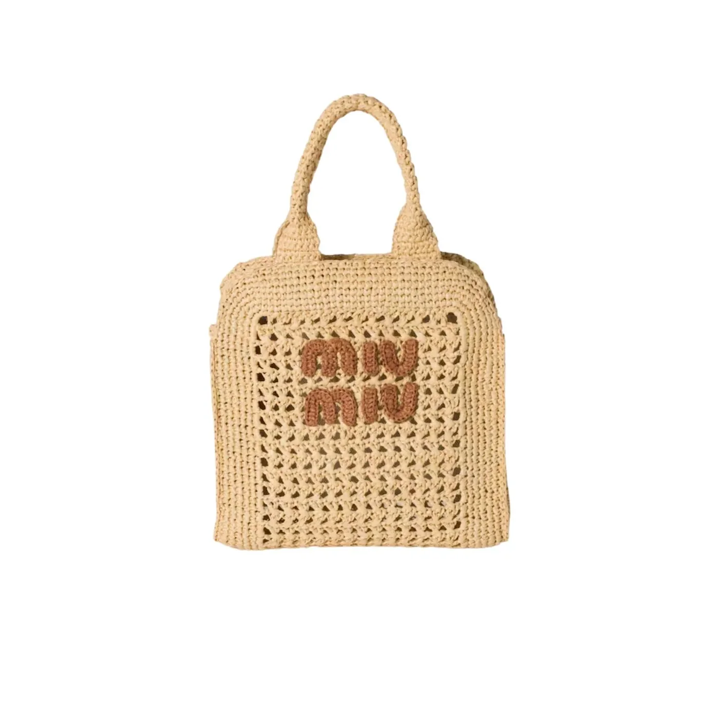 Miu Miu Raffia-Effect Woven Tote Bag Beige / - 5BA283_ADO1_F0A5T_V_OOO Miu Miu Raffia-Effect Woven Tote Bag Beige / - 5BA283_ADO1_F0A5T_V_OOO
