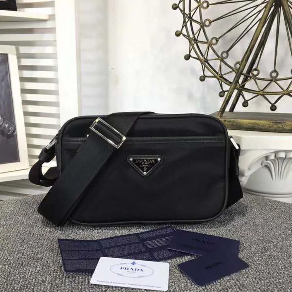 Prada Nylon Shoulder Bag for Men in Black Prada Nylon Shoulder Bag for Men in Black