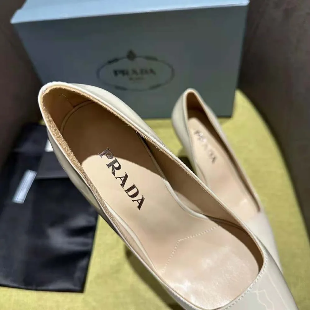 Prada Patent Leather Pumps for Women in White