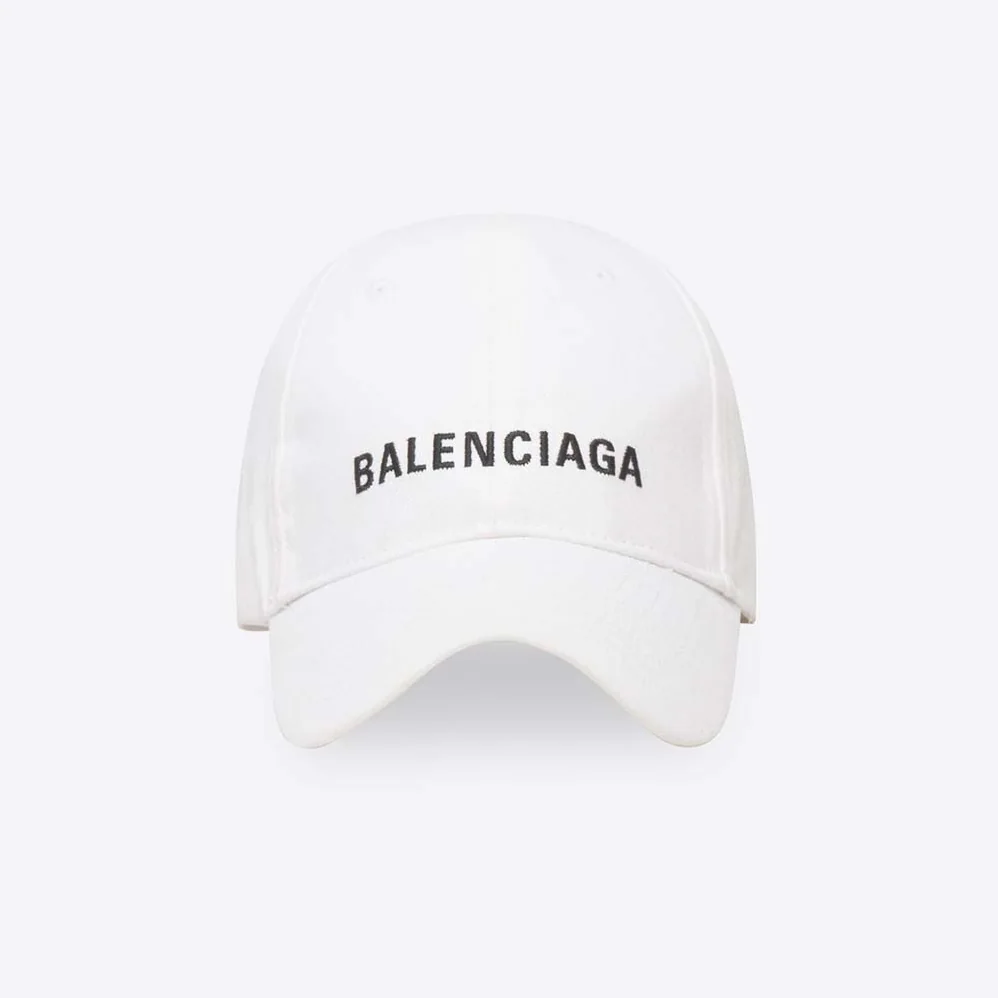 Balenciaga Classic Baseball Cap with Balenciaga Embroidered Logo for Women in White Balenciaga Classic Baseball Cap with Balenciaga Embroidered Logo for Women in White