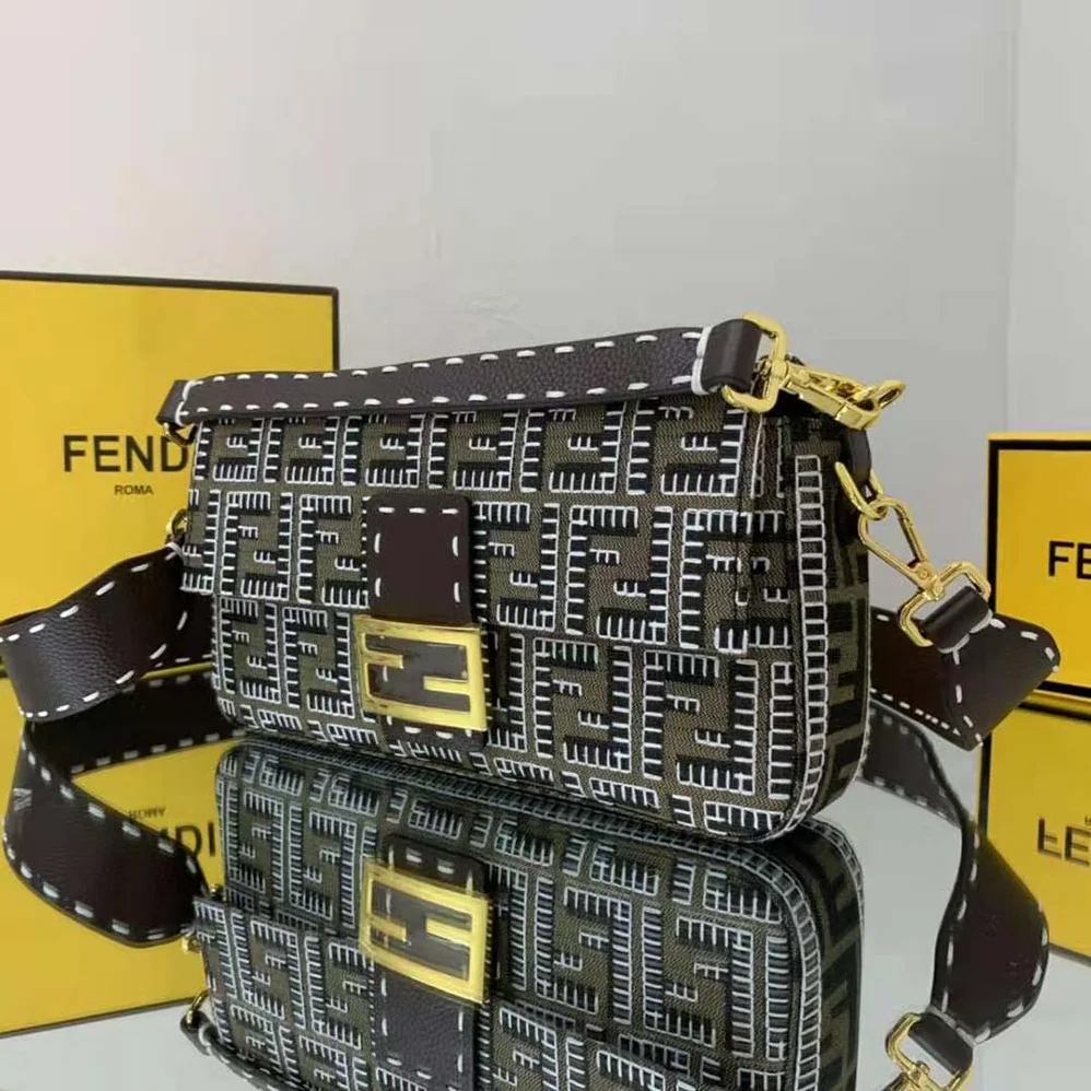 Fendi Baguette Embroidered FF Fabric Bag for Women Fendi Baguette Embroidered FF Fabric Bag for Women