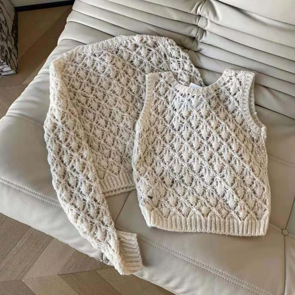 Dior Twin-Set Ecru Cashmere Silk and Mohair Knit for Women