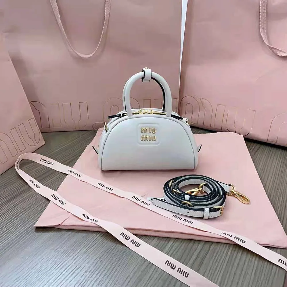 Miu Miu Mini Leather Top-handle Bag for Women in White Miu Miu Mini Leather Top-handle Bag for Women in White