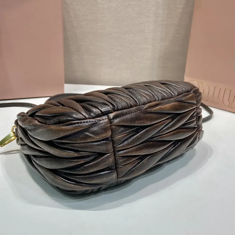 Miu Miu Wander Matelassé Nappa Leather Bag for Women in Coffee