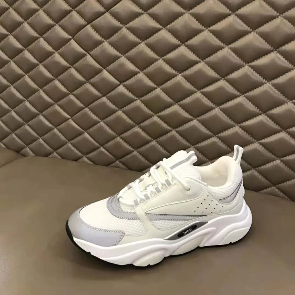 Dior B22 Sneaker White Technical Mesh with White and Silver for Men in Tone Calfskin