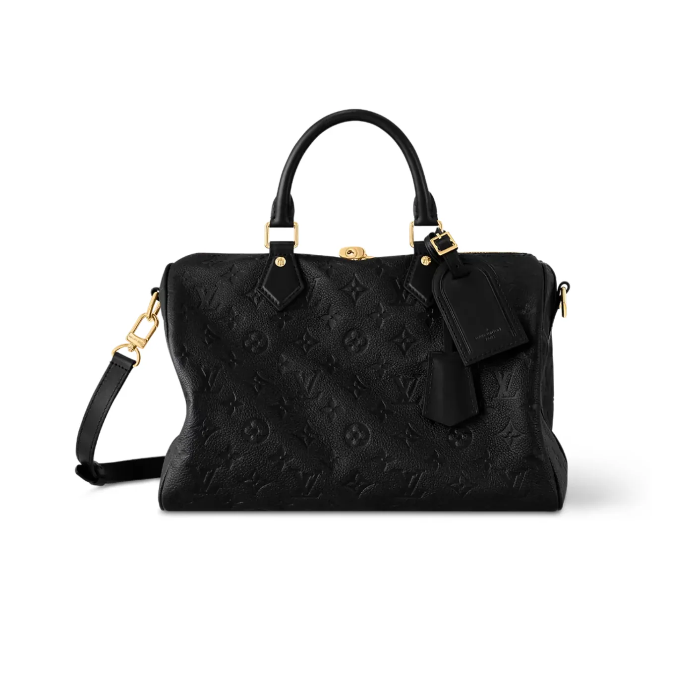 Louis Vuitton Speedy Soft 30 Top Handle Bag / Black Monogram Empreinte Gold Hardware