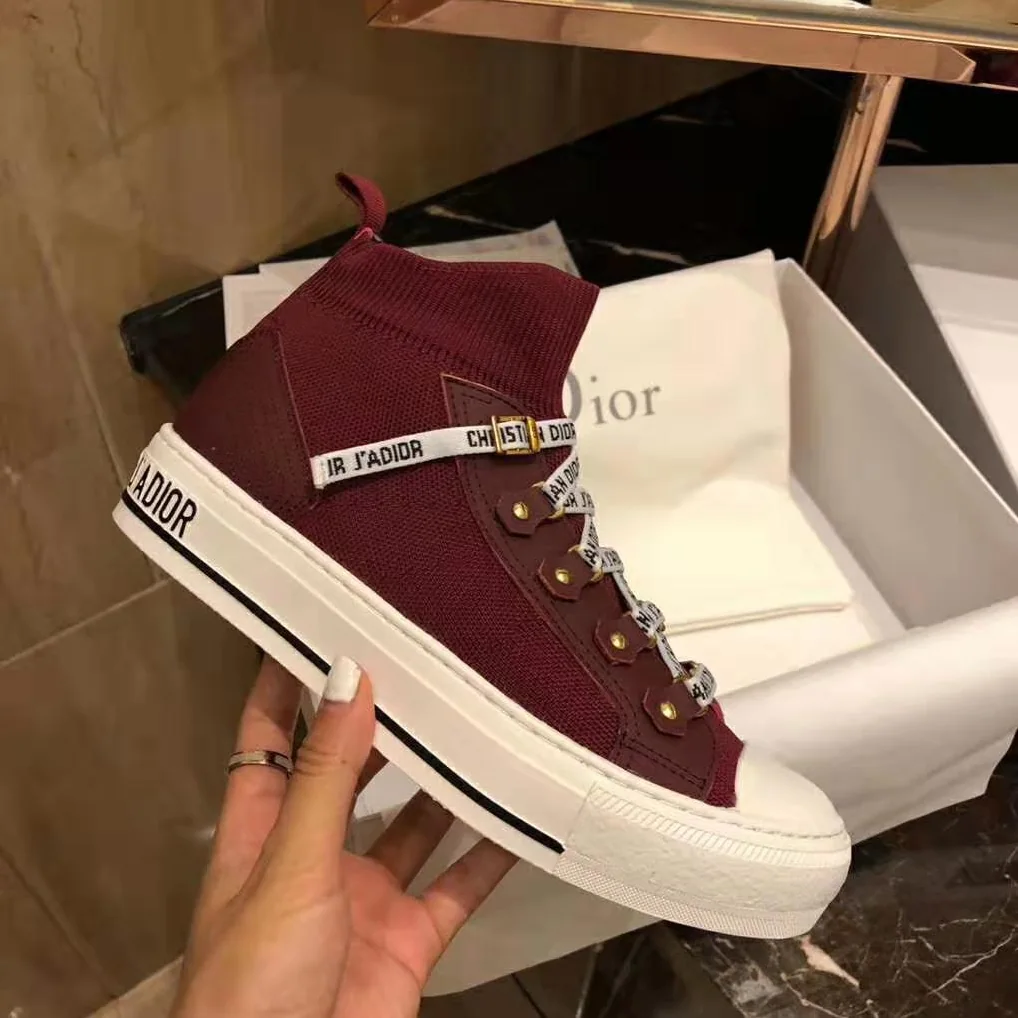 Dior Walk'N'Dior Techincal Knit Mid-Top Sneaker for Women in Red Dior Walk'N'Dior Techincal Knit Mid-Top Sneaker for Women in Red