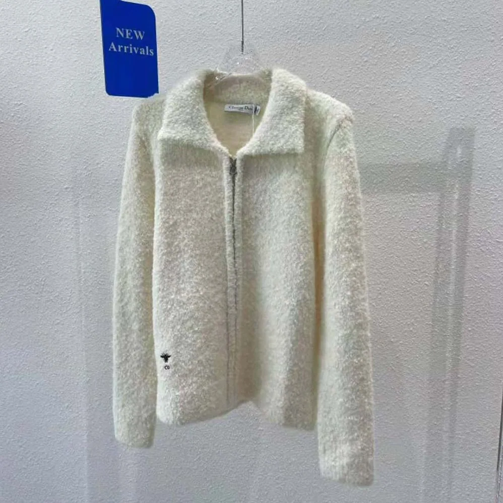 Dior Fleece Blouson Ecru Technical Wool and Cashmere Knit for Women