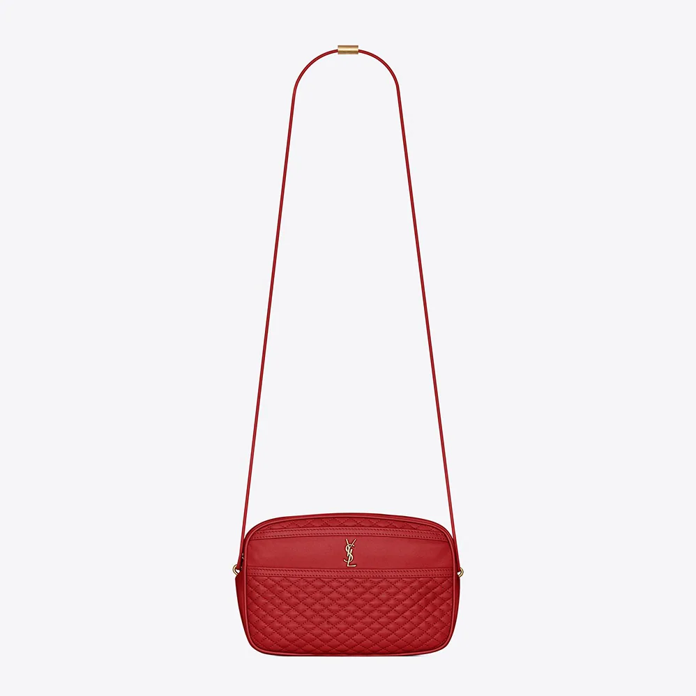 Saint Laurent YSL Victoire Camera Bag in Quilted Lambskin for Women in Red