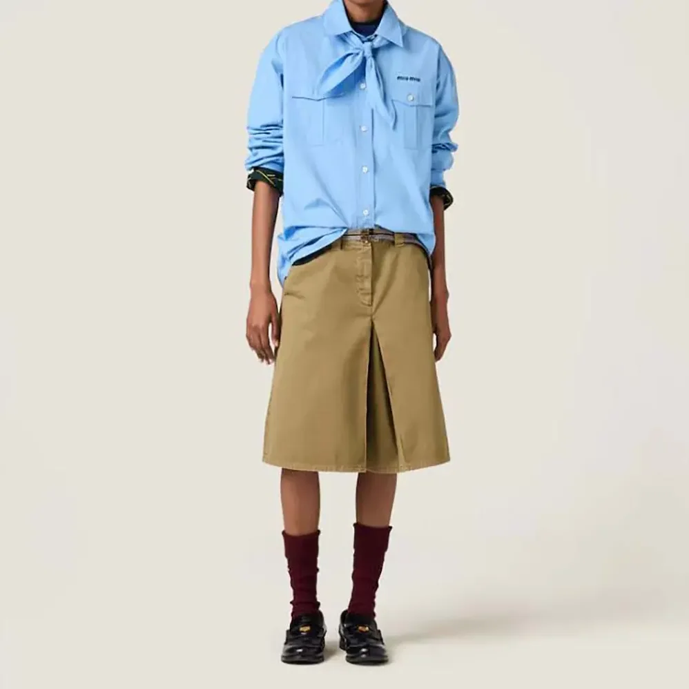 Miu Miu Poplin Shirt with Scarf for Women Miu Miu Poplin Shirt with Scarf for Women