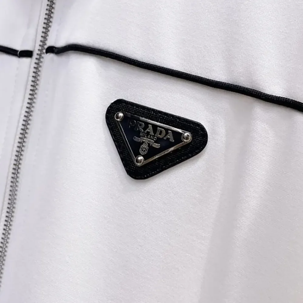 Prada Sweatshirt with Re-Nylon Details for Men in White Prada Sweatshirt with Re-Nylon Details for Men in White