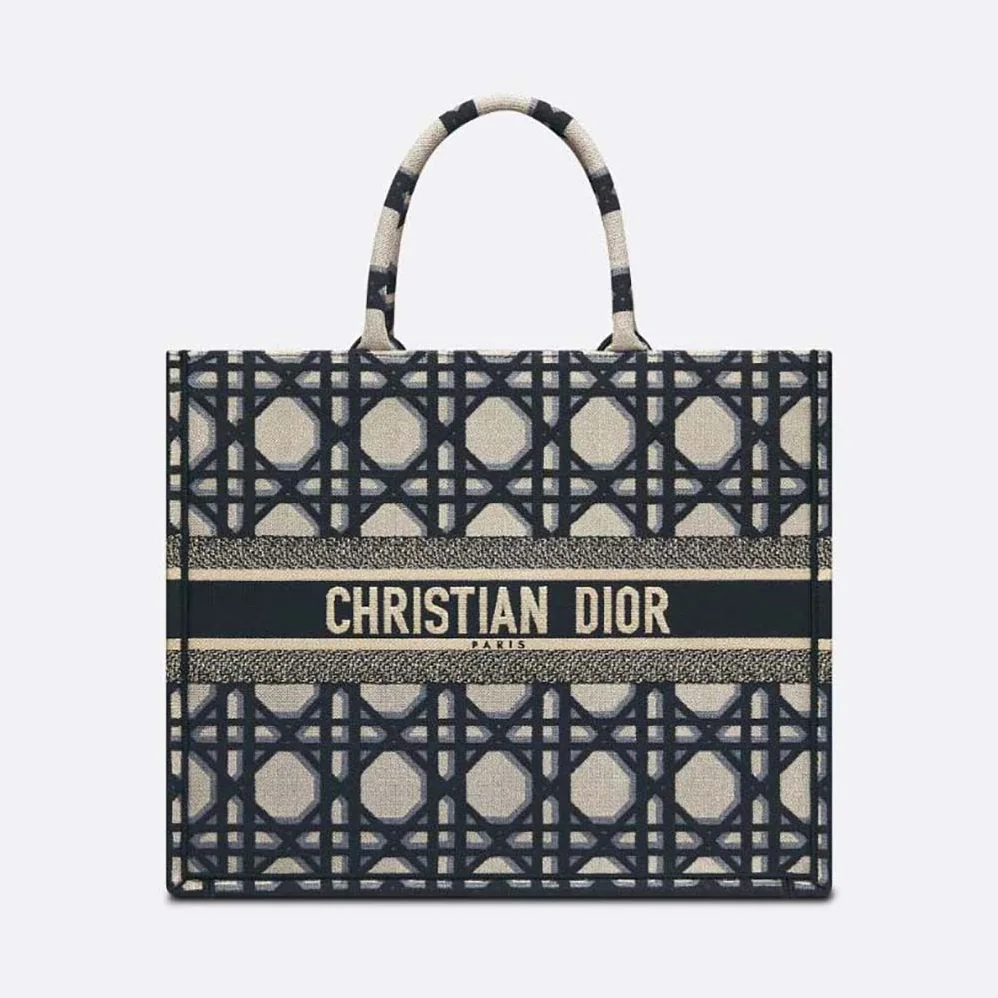 Dior Large Dior Book Tote Beige and Blue Macrocannage Embroidery for Women Dior Large Dior Book Tote Beige and Blue Macrocannage Embroidery for Women