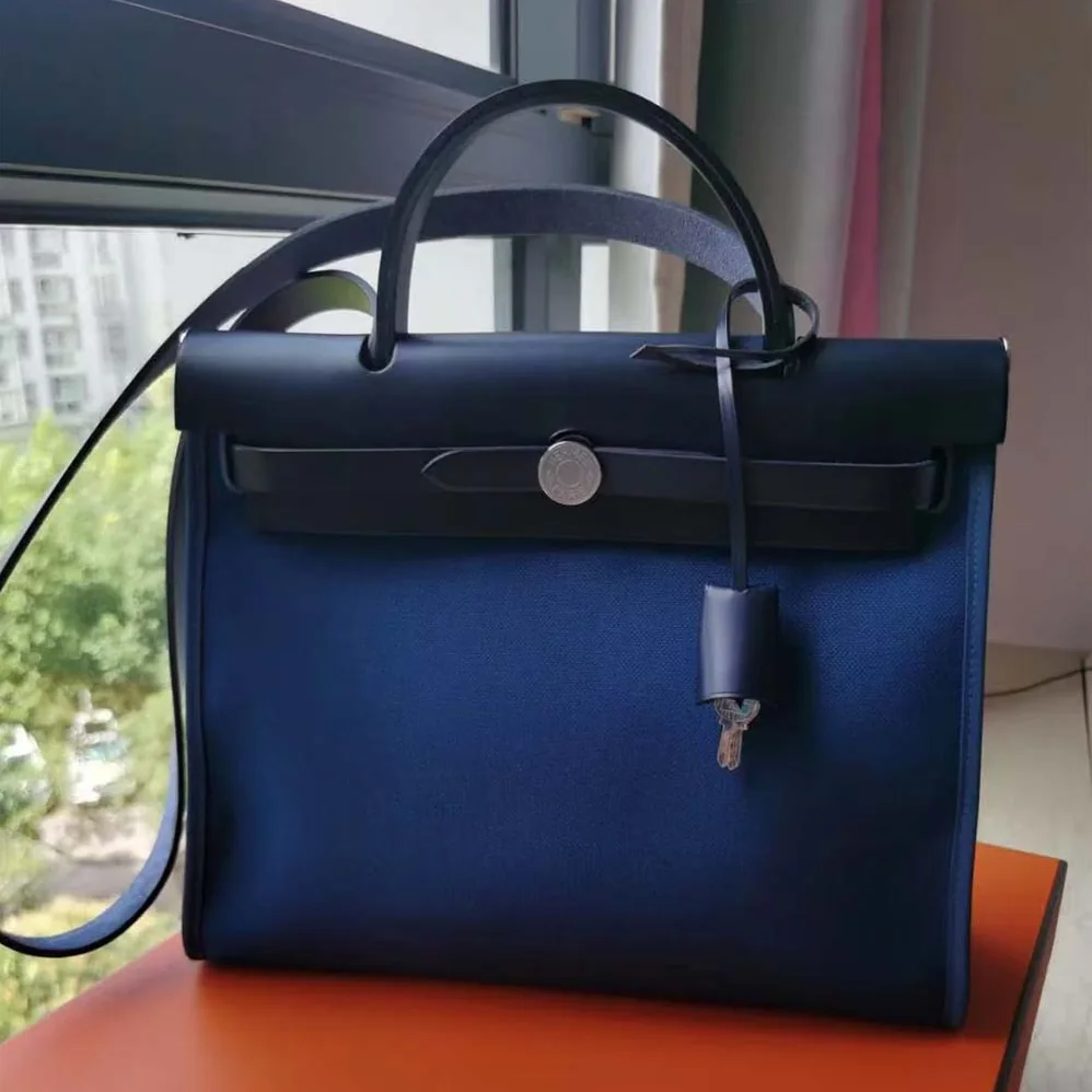 Hermes Herbag Zip 31 Bag for Women in Navy/Black Hermes Herbag Zip 31 Bag for Women in Navy/Black