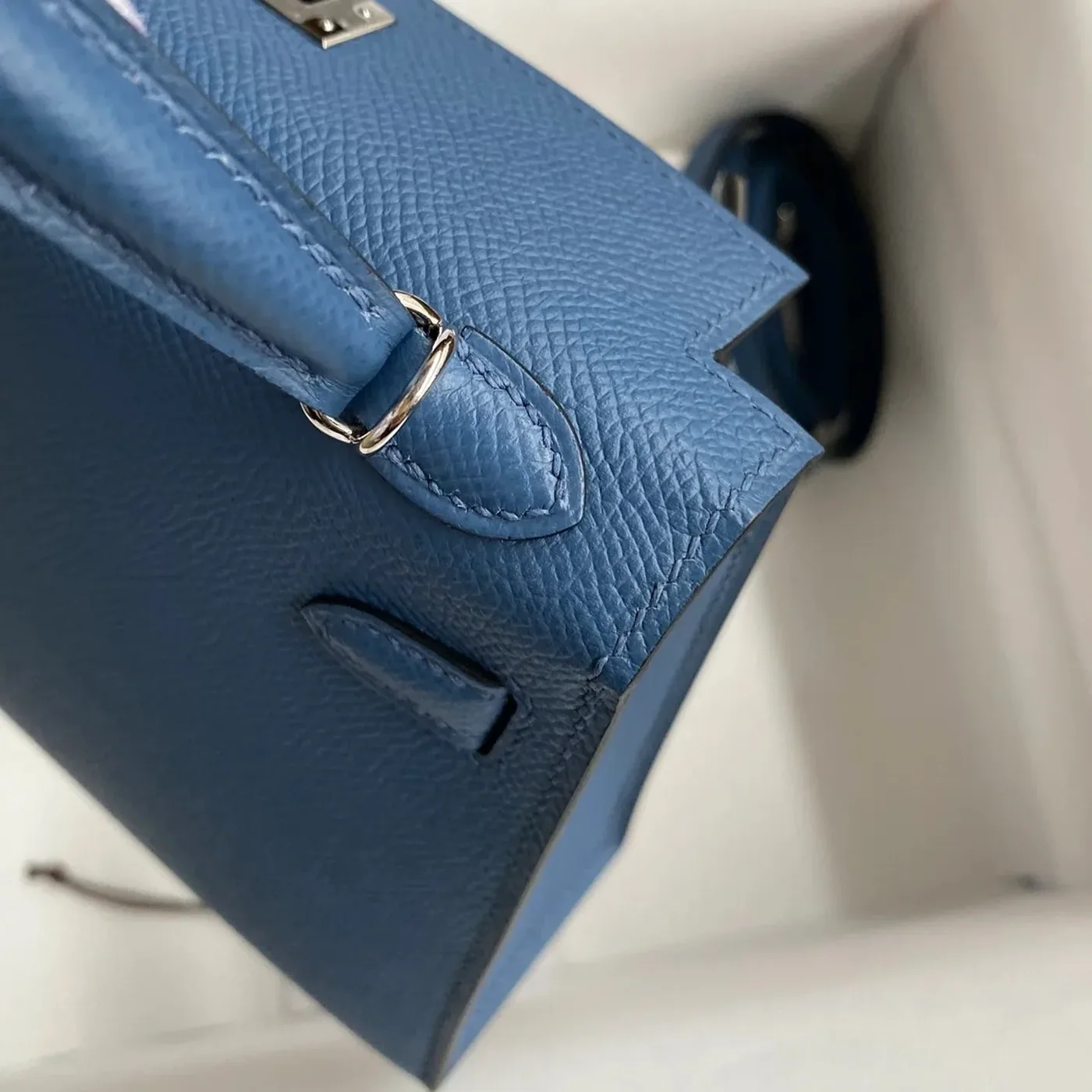 Hermes Kelly Mini Top Handle Bag in Navy Epsom Palladium Hardware Hermes Kelly Mini Top Handle Bag in Navy Epsom Palladium Hardware