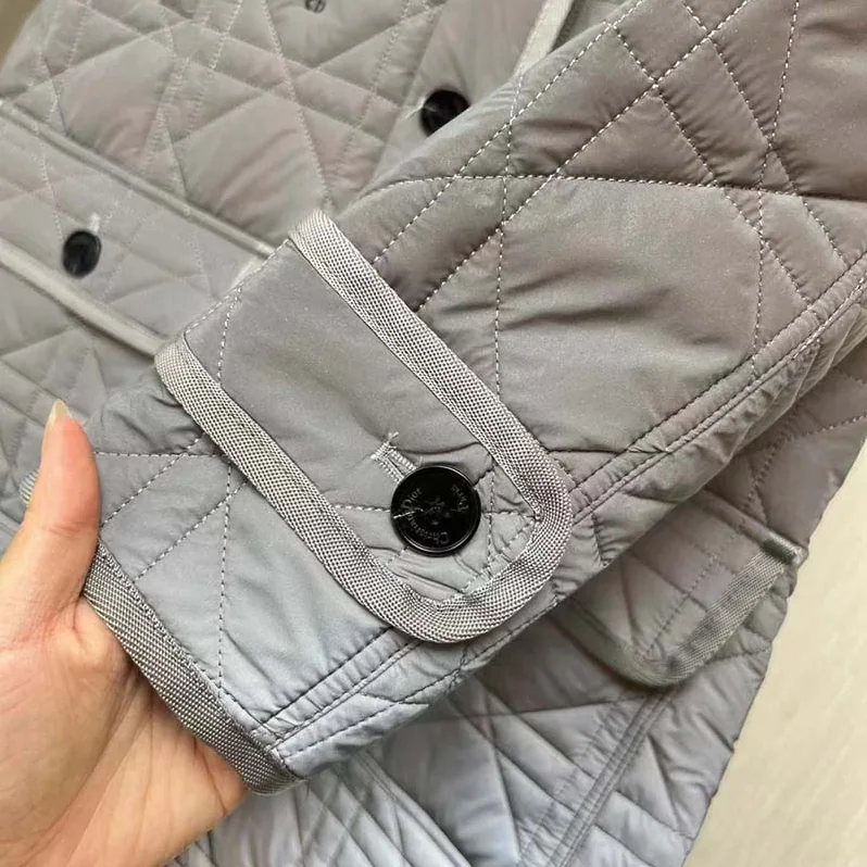 Dior CD Macrocannage Peacoat Gray Quilted Reflective Technical Taffeta for Women Dior CD Macrocannage Peacoat Gray Quilted Reflective Technical Taffeta for Women