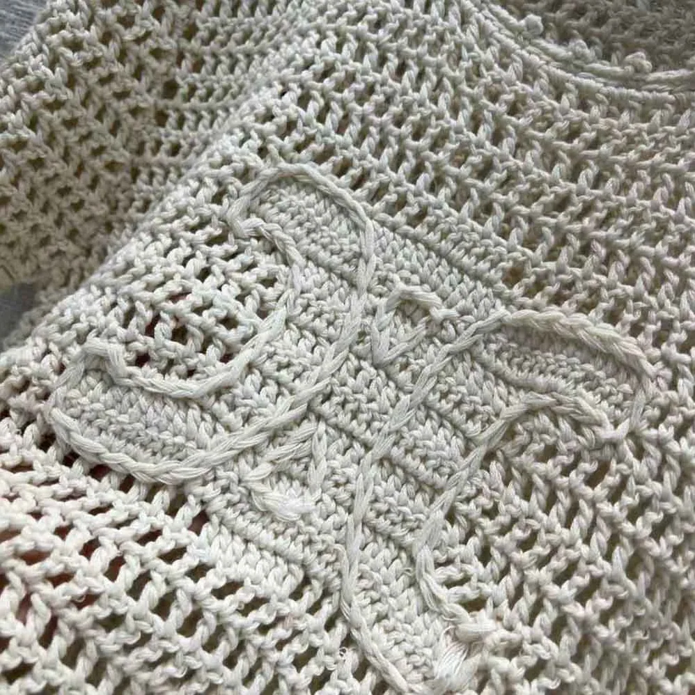 Celine Triomphe T for Women in Shirt in Crocheted Cotton