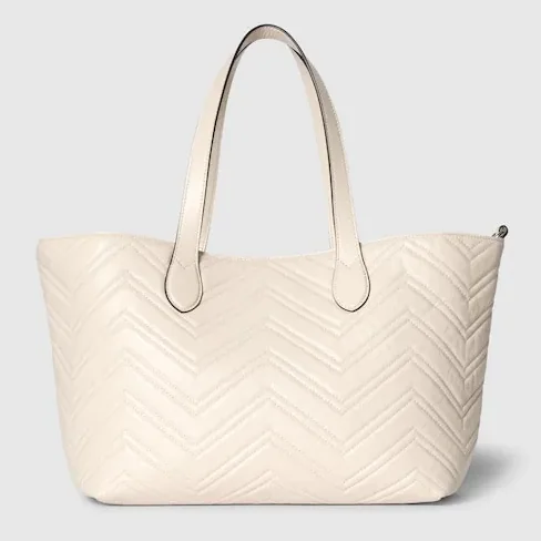 Gucci Marmont Medium Tote Bag in Ivory Tonal Enameled Hardware