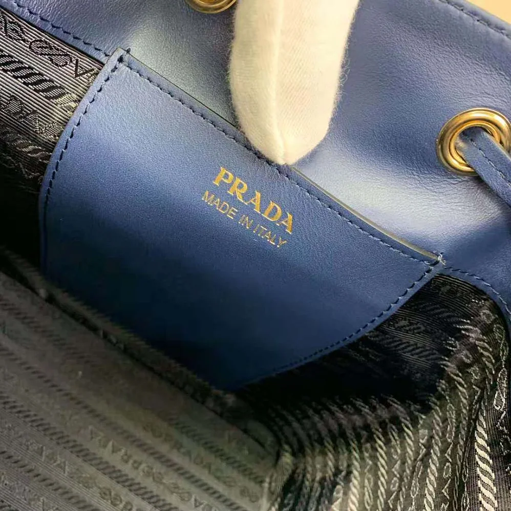 Prada Saffiano Leather Bucket Bag for Women in Navy