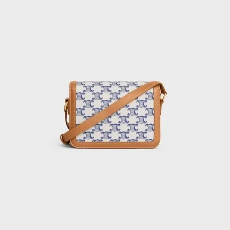 Teen Triomphe Bag In Triomphe Canvas And Calfskin Blue .07BL Teen Triomphe Bag In Triomphe Canvas And Calfskin Blue .07BL