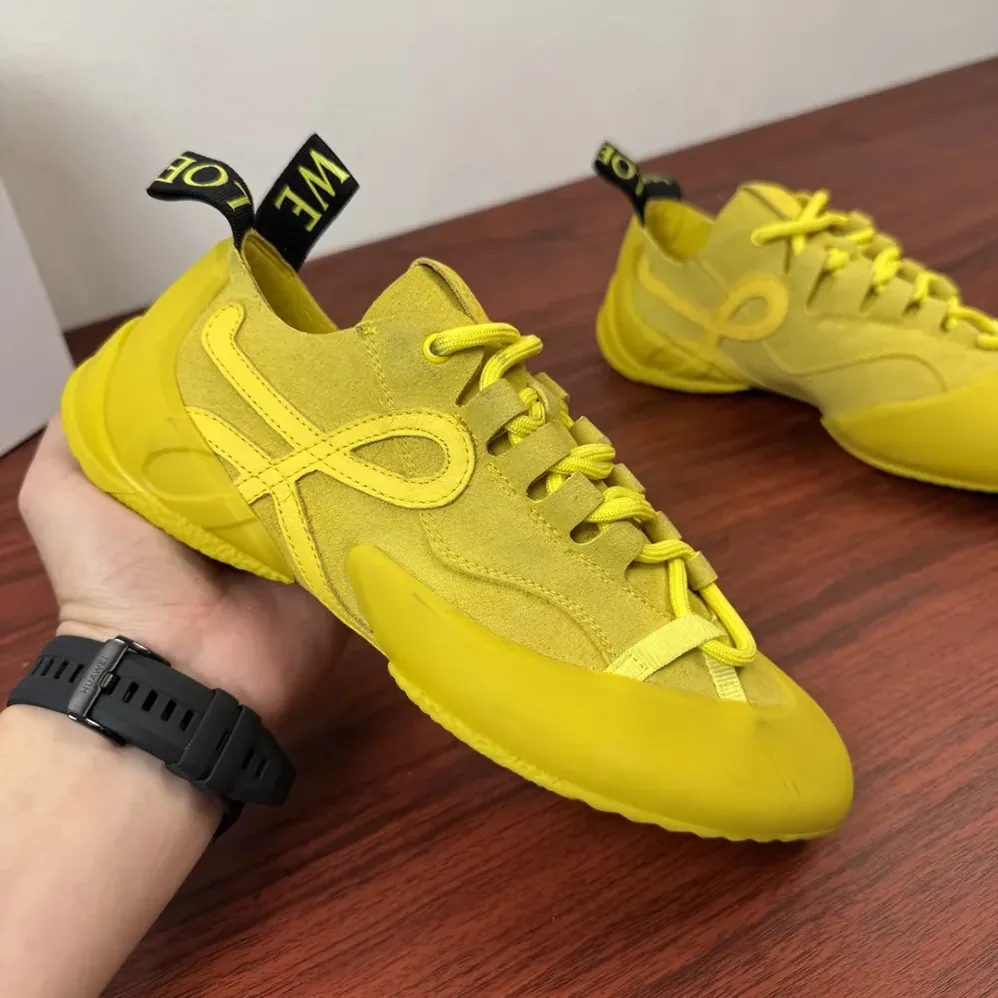 Loewe Grip Sneaker in Calfskin Suede for Unisex in Yellow