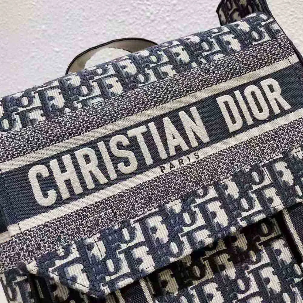 Dior Backpack Blue Dior Oblique Embroidery for Women