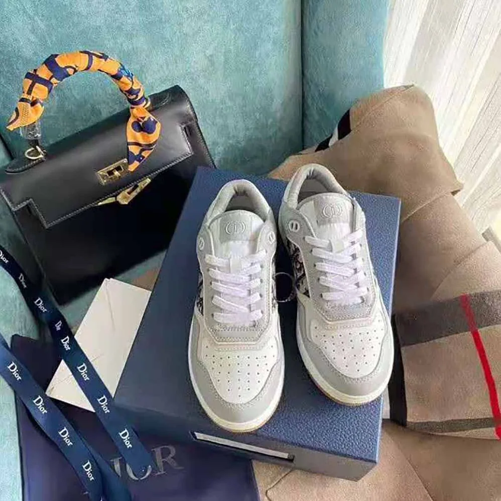 Dior B27 Low-Top Sneaker Smooth Calfskin with Dior Oblique Jacquard for Men in Silve