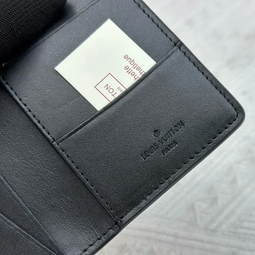 Louis Vuitton Pocket Organizer In Black Monogram Shadow Calfskin Louis Vuitton Pocket Organizer In Black Monogram Shadow Calfskin